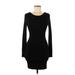 Forever 21 Casual Dress - Bodycon Scoop Neck Long sleeves: Black Solid Dresses - Women's Size Medium