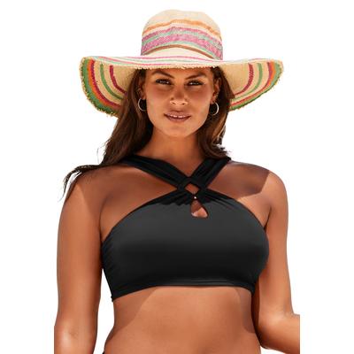 Plus Size Women's High Neck Halter Bikini Top by Swimsuits For All in Black (Size 10)