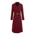 Women's Red Double Breasted Midi Length Wool Coat With Belt Xxs Avenue no.29