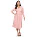 Plus Size Women's A-Line Lace Dress by Jessica London in Soft Blush (Size 20 W) V-Neck 3/4 Sleeves