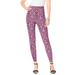 Plus Size Women's Geo Print Ankle-Length Essential Stretch Legging by Roaman's in Dark Berry Geo (Size 14/16)