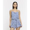 River Island Womens Blue Floral Cowl Neck Cami Top
