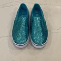 Disney Shoes | Girl's Disney Liv & Maddie Aqua Bling Glitter Slip-On Canvas Shoes Girls Size 2 | Color: Blue | Size: 2bb