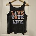 American Eagle Outfitters Tops | American Eagle Live Your Life Graphic Tee Tank Top Grey Size S | Color: Gray/Red | Size: S