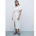 Zara Dresses | **Nwt** Zara Belted Shirt Dress In Oyster White, Size M | Color: Cream/White | Size: M