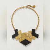 Anthropologie Jewelry | Anthropologie Gold Tone And Black Leather Arrow Bib Necklace | Color: Black/Gold | Size: Os