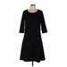 Lennie For Nina Leonard Casual Dress - A-Line Scoop Neck 3/4 sleeves: Black Print Dresses - Women's Size Large