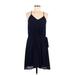 Collective Concepts Casual Dress - Mini V-Neck Sleeveless: Blue Solid Dresses - Women's Size Medium