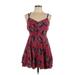 Kimchi Blue Casual Dress - A-Line V-Neck Sleeveless: Burgundy Print Dresses - Women's Size 10