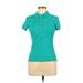 Lacoste Short Sleeve Polo Shirt: Teal Solid Tops - Women's Size 38