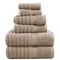 LANE LINEN Luxury Ribbed Bath Towels - 100% Cotton Towels for Bathroom, Zero Twist, Textured Shower Towels, Absorbent, Quick Dry, 2 Bath Towels, 2 Hand Towels, 2 Wash Cloths - Taupe (6 Piece Set)