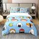 Sushi 100% Cotton Duvet Cover Single Kawaii Style Sushi Bedding Cotton Duvet Cover Set Japanese Style Curtain Cute Cartoon Japanese Sushi Comforter Cover Set Traditional Style Blue Bedspread Cover