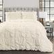 Lush Decor Bella Comforter Set Vintage Chic Style Ruched 3 Piece Bedding with Pillow Shams-King-Ivory, Polyester