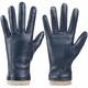 Womens Winter Genuine Sheepskin Leather Gloves, Warm Touchscreen Texting Cashmere Lined Driving Motorcycle Dress Gloves (Navy, L)