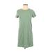 Universal Thread Casual Dress - Mini Crew Neck Short sleeves: Green Solid Dresses - Women's Size X-Small