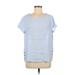 Cynthia Rowley TJX Short Sleeve Blouse: Blue Tops - Women's Size Medium