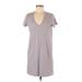 Madewell Casual Dress - Mini Plunge Short sleeves: Gray Solid Dresses - Women's Size Medium