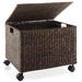 Casafield Rolling Filing Cabinet, Espresso - Water Hyacinth File Organizer in Brown | 14 H x 18 W x 15 D in | Wayfair HOM-STO-F9639-BRN