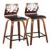 George Oliver Lakyia Swivel Counter & Bar Stool Wood/Upholstered in Black/Brown | Counter Stool (24" Seat Height) | Wayfair