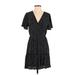 Andree by UNIT Casual Dress - A-Line V Neck Short sleeves: Black Polka Dots Dresses - Women's Size Medium