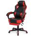 Inbox Zero Swivel Gaming Chair w/ Headrest & Lumbar Support Faux Leather in Red | 44.5 H x 26.5 W x 27.5 D in | Wayfair