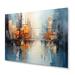 Latitude Run® Grey Canal Abstract Reflections Bold - Abstract Metal Wall Decor Metal in Blue/Orange/Red | 16 H x 32 W x 1 D in | Wayfair