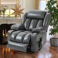 Wildon Home® Ravello 39.37" W Oversize Faux Recliner, Flat Lay, Liftable, Massage, Heater, Cup Holders Faux in Gray | Wayfair