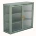 Ebern Designs Glass Accent Cabinet Glass/Metal in Green | 23.6 H x 27.6 W x 9.1 D in | Wayfair BA482B2EB80D401695F88F719CFC9FC3