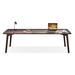 Corrigan Studio® Lizzbeth Desk Wood in Brown/Green | 29.53 H x 86.61 W x 19.69 D in | Wayfair 59746DECF3A6403DBFF0A016F74E7259