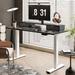 Inbox Zero Lysandre Home Office Height Adjustable Standing Desk w/ 2 Drawers Wood/Metal in White/Black | 48.6 H x 55.1 W x 23.6 D in | Wayfair