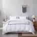 Latitude Run® Bastienne Long Staple Cotton Sateen 500 TC Herringbone Embroidery Duvet Cover Set in Blue/Navy | Wayfair