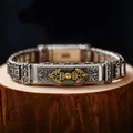 JOGift-Bracelet en argent tissé à la main pour hommes Mantra à six caractères Perle de baril