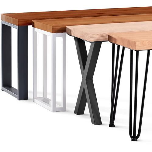 Sitzbank Esszimmer Holzbank 30x160x47cm, Möbelfüße Design Rohstahl mit Klarlack / Rustikal