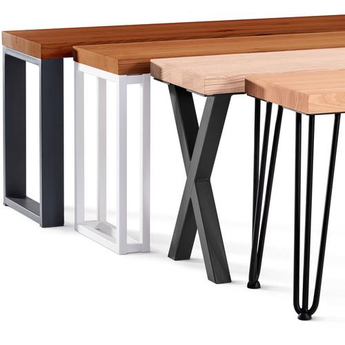 Sitzbank Esszimmer Holzbank 30x100x47cm, Möbelfüße Design Schwarz / Rustikal – Rustikal / Weiss