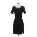 Jessica Simpson Cocktail Dress - Sheath Scoop Neck Short sleeves: Black Solid Dresses - Women's Size Medium
