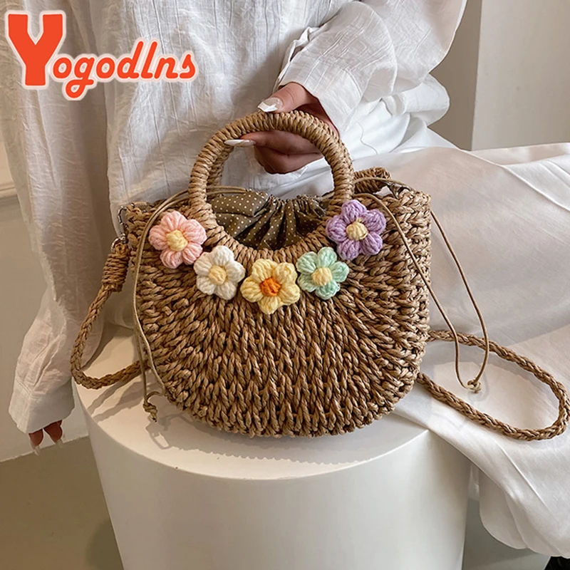 Yogodlns borse di paglia donna estate borsa in Rattan intrecciata a mano borsa intrecciata a mano borsa da spiaggia in vimini borsa Bohemia Bali bolsos mimbre