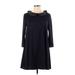 Casual Dress - A-Line Crew Neck 3/4 sleeves: Black Solid Dresses - Women's Size X-Large