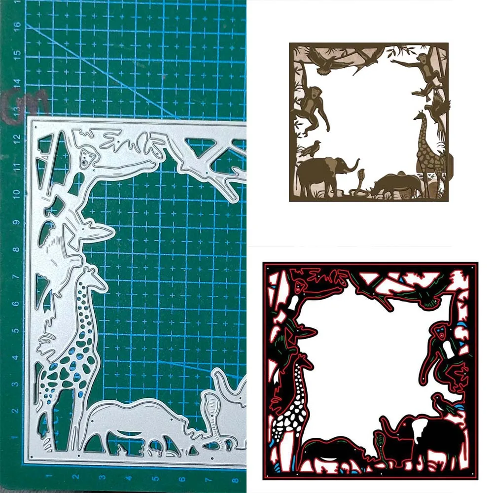 Tier rahmen Karte Metalls chneid werkzeuge Schablonen für DIY Scrap booking dekorative Prägung Handwerk sterben Vorlage Image
