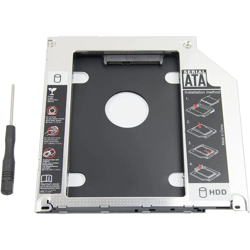 Neues Aluminium SATA 3.0 2. HDD Caddy 9,5 mm SSD-Gehäuse HDD-Gehäuse für Apple MacBook Pro Air 13" 15" 17" SuperDrive Optibay Image