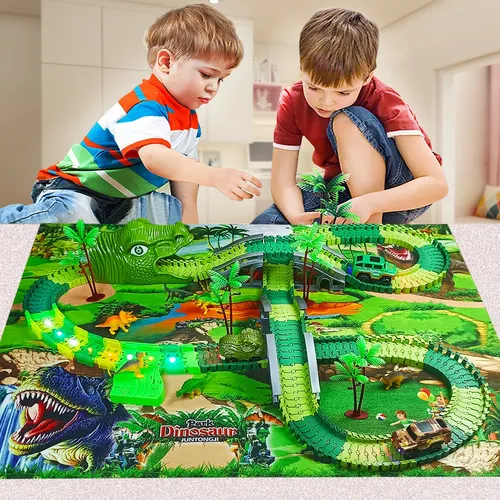 Dinosaurier Eisenbahn Spielzeug auto Kinder bahn Rennstrecke Spielzeug Set Biegung flexible