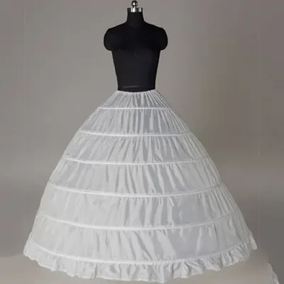 2025 Neue 6-Reifen-Krinoline, schwarz, weiß, langer Hochzeits-Petticoat, Ballkleid, Kleid, Unterrock, Rock, halbe Slips, Hochzeitsaccessoires Image
