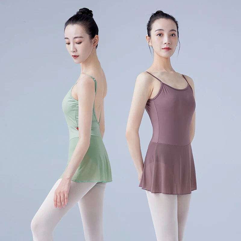 Frauen Ballett Kleid Verstellbaren Riemen Ballett Trikots Mädchen Erwachsene Tanz Leibchen Nylon Dancewear Body Gymnastik Trikots Image