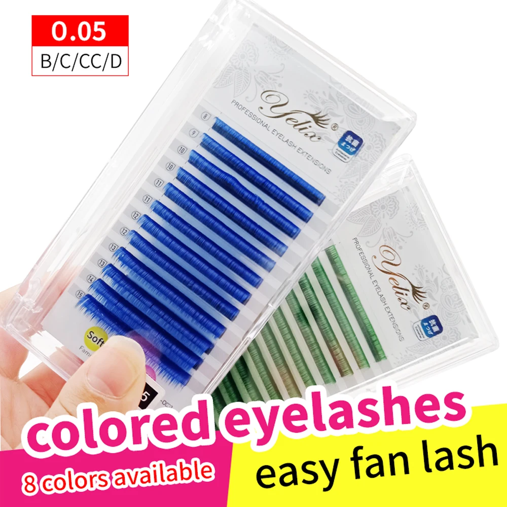 Yelix Easy Fan Lashes Volumenverlängerungen Mix Color Wimpern Farbige Easy Fanning Rot/Grün/Blau/Braun/Lila Bunte Wimpern Image