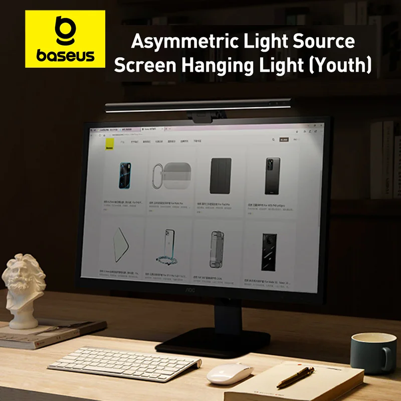 Baseus LED-Schreibtischlampe, Bildschirmlicht, PC, Computer, Laptop, hängende LED-Balkenleuchte, Tischlampe, LCD-Monitorlampe, Studie, Lesen, USB-Licht