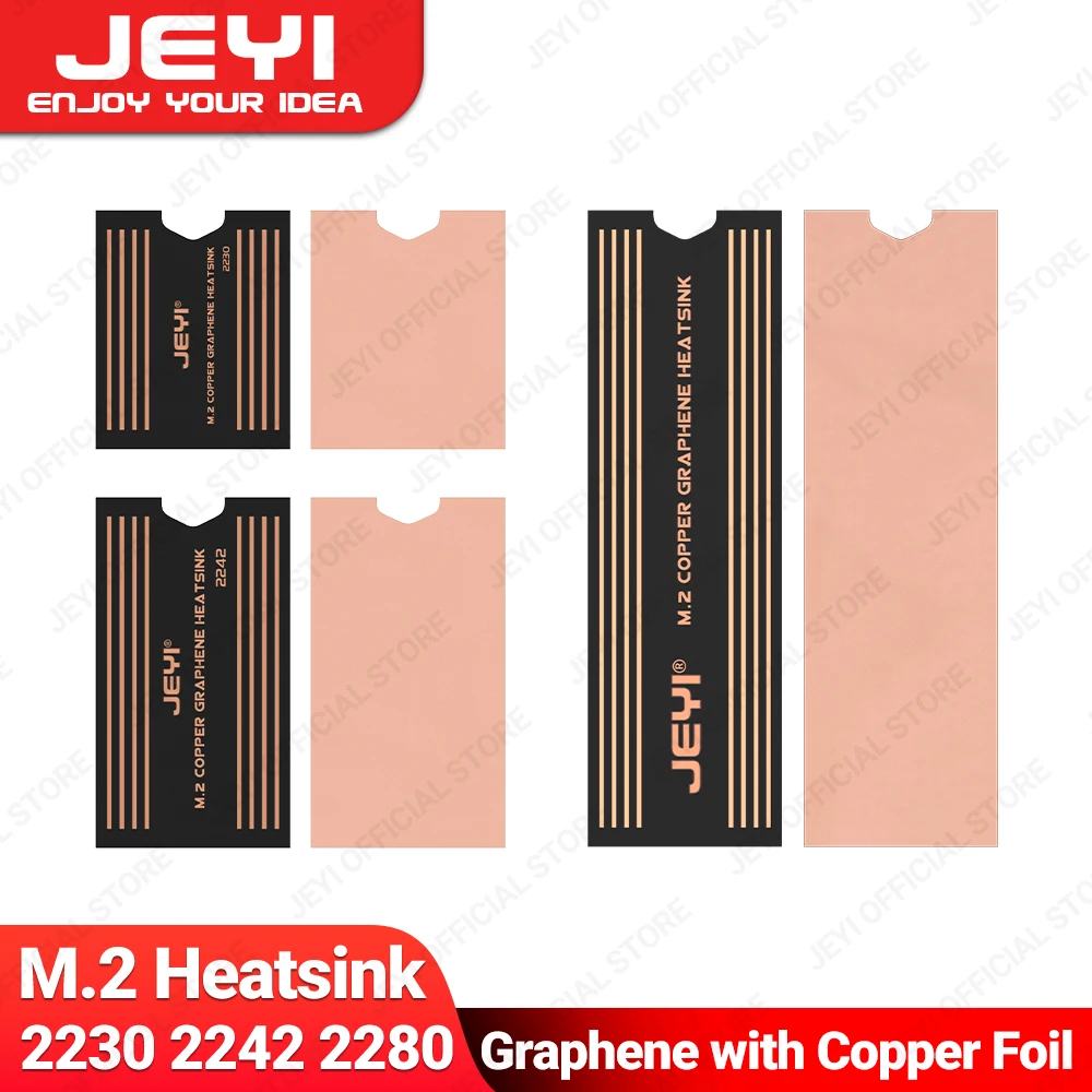 JEYI Graphene 2280 2242 2230 M.2 SSD-Kühlkörper, zweilagiger Graphen-Kühlkörper und Kühler im Kupferfolien-Design für Laptop Image
