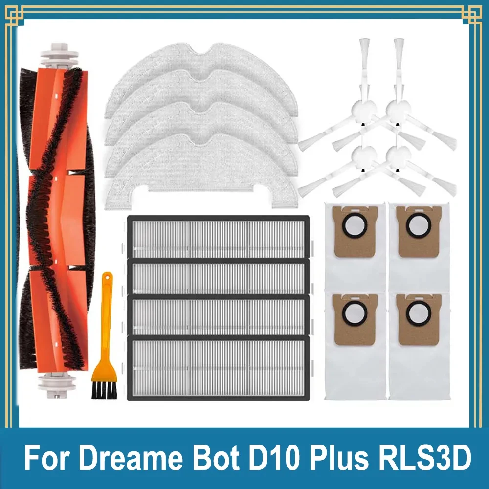 HEPA-Filter Mopp Tuch Seite Wichtigsten Pinsel Staubbeutel Für Dreame Bot D10 Plus RLS3D Staubsauger Ersatzteile Zubehör Image
