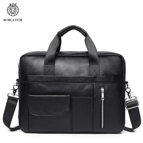 Schlatum Echt leder Aktentaschen für Männer Luxus Handtaschen Laptop Aktentasche Taschen 15 6 Zoll