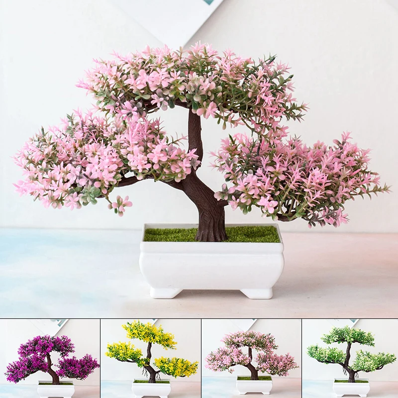 Künstliche Pflanzen Bonsai Pflanze Blumen Topf Ornamente Büro Dekor für Zuhause Zimmer Tischdekoration Hotel Garten Dekor Image