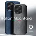 Custodia in pelle Alcantara italia con Magsafe per iPhone 15 14 13 12 Pro Max 14 15Plus Cover in