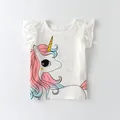 Sommer mode Unisex Einhorn T-Shirt Kinder Jungen kurze Ärmel weiße T-Shirts Baby Kinder Baumwolle